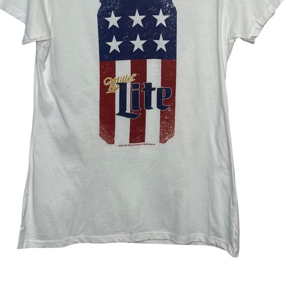Miller Lite American Flag Tshirt Womens Medium White Port & Company - Picture 4 of 8
